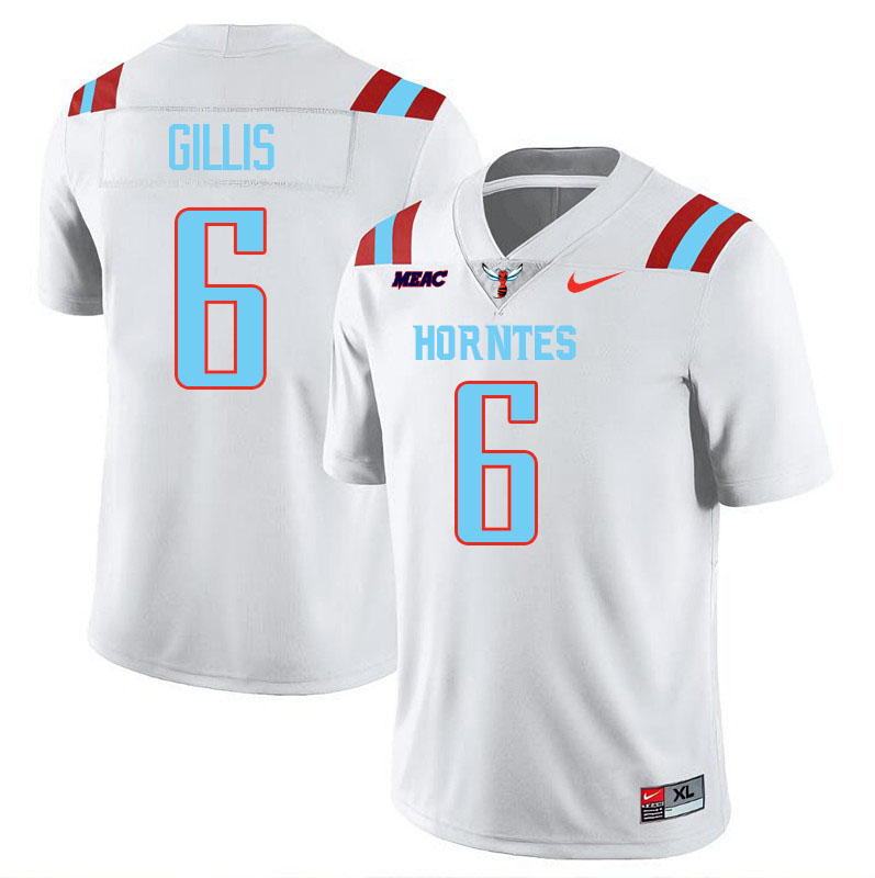 Delaware State Hornets #6 Marquis Gillis College Football Jerseys,Uniforms Stitched-White